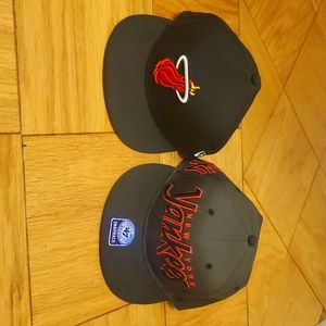 New York Yankees 47 snap back one size and New Era Miami Heat Fitted Hat size 7